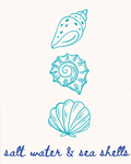 Minimal seashell illustration print without text, three coastal shells